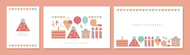 Happy Birthsday card postcard poster background icons