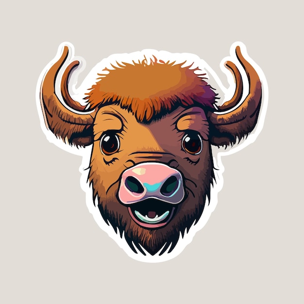 Vector a happy bison cartoon sticker design and vector art design