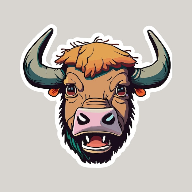 Vector a happy bison cartoon sticker design and vector art design