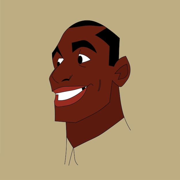 Happy black man in elegant line art style vector abstract