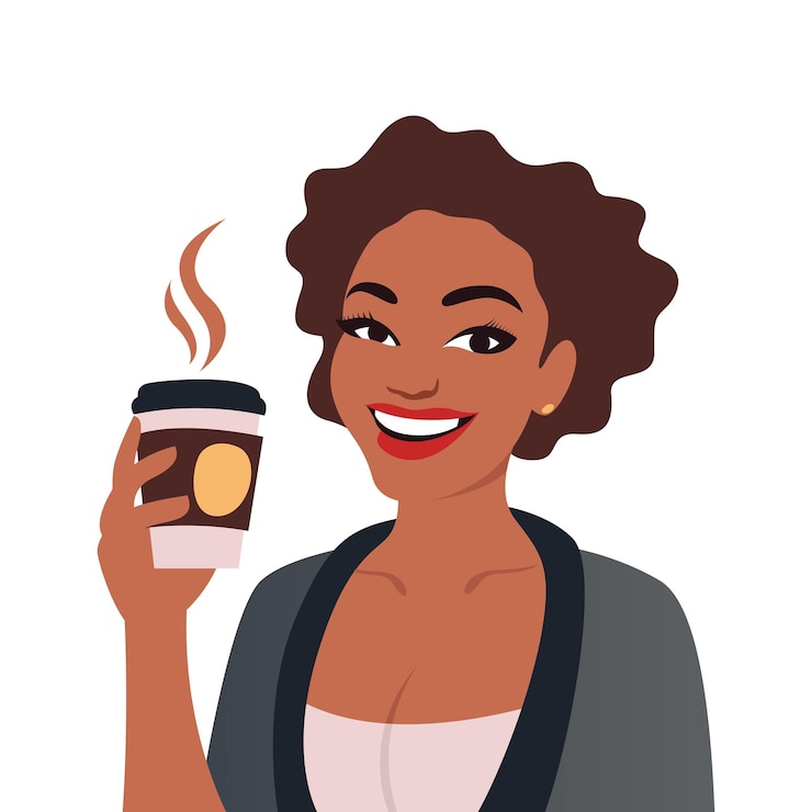 Vector happy black people illustration with cute black girl