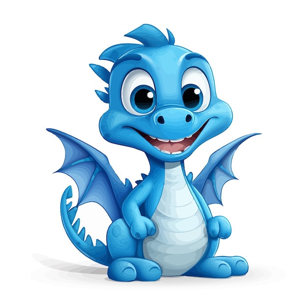 Vector happy_blue_cartoon_dragon_smiling_vector