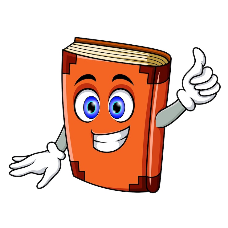 वेक्टर a happy book cartoon character mascot illustration giving a double thumbs up