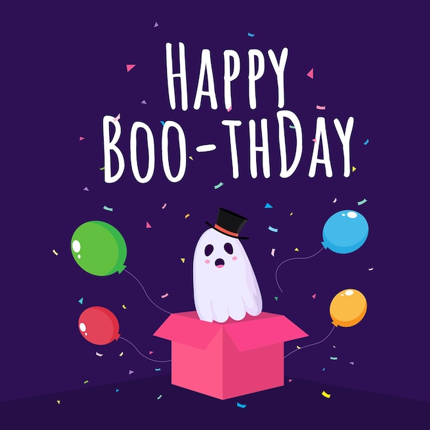 Happy Boothday means Happy Birthday with funny and spooky theme