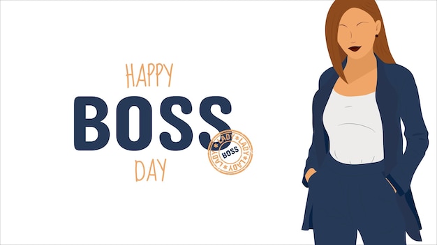 Vector happy boss day. lady boss, a successful woman. web banner, background.