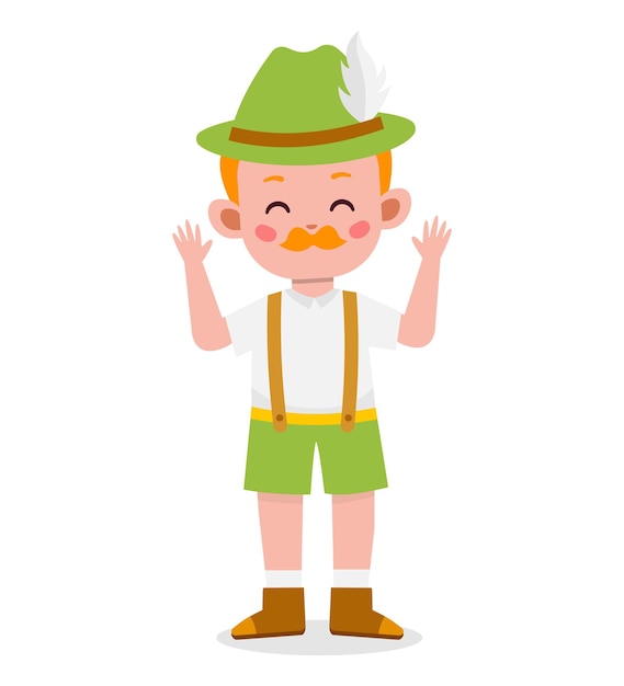 Happy boy celebrate octoberfest cartoon illustrtation