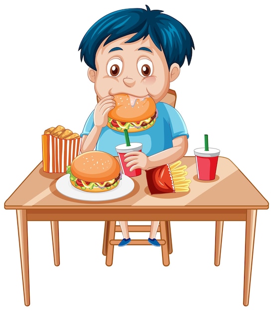 Yummy boy cartoon eating 26803745 PNG