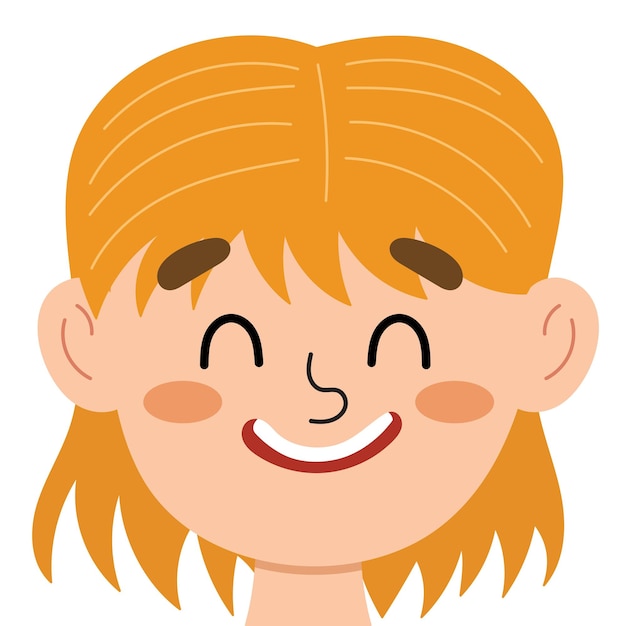 Happy boy face. little kid smiling clipart. excited or proud emotion. emotional expression head