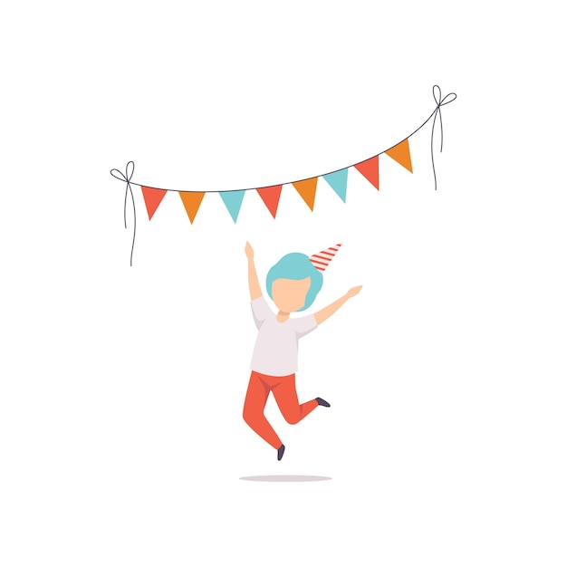 Happy boy having fun at Birthday party vector Illustration isolated on a white background