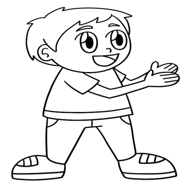 Happy Boy Isolated Coloring Page for Kids