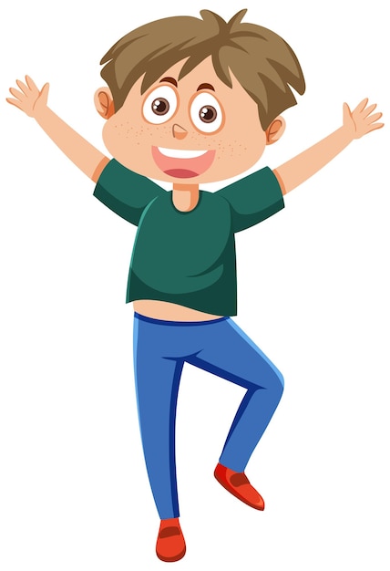 Vector a happy boy jumping cartoon character