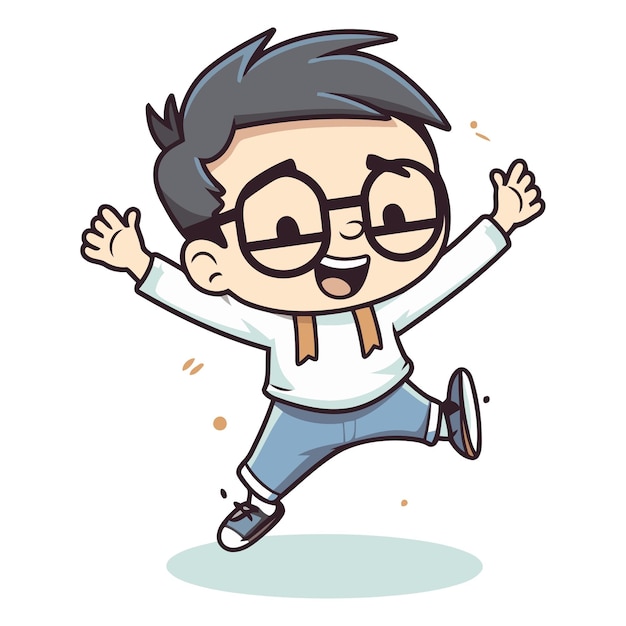 Vector happy boy jumping cartoon vector illustrationaaa