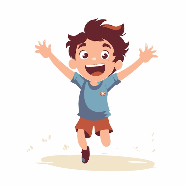 happy boy running illustration