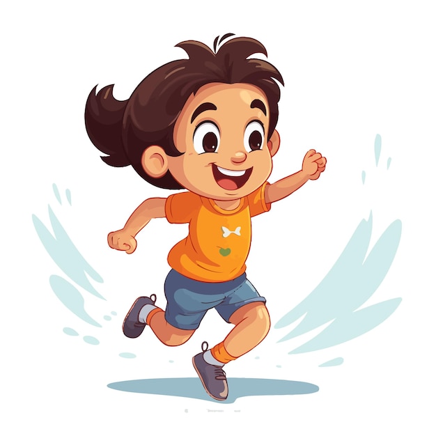 happy boy running illustration