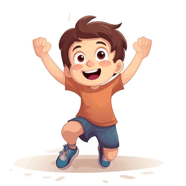 Vector happy boy running illustration