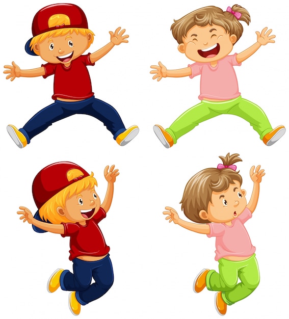 happy boys on white background