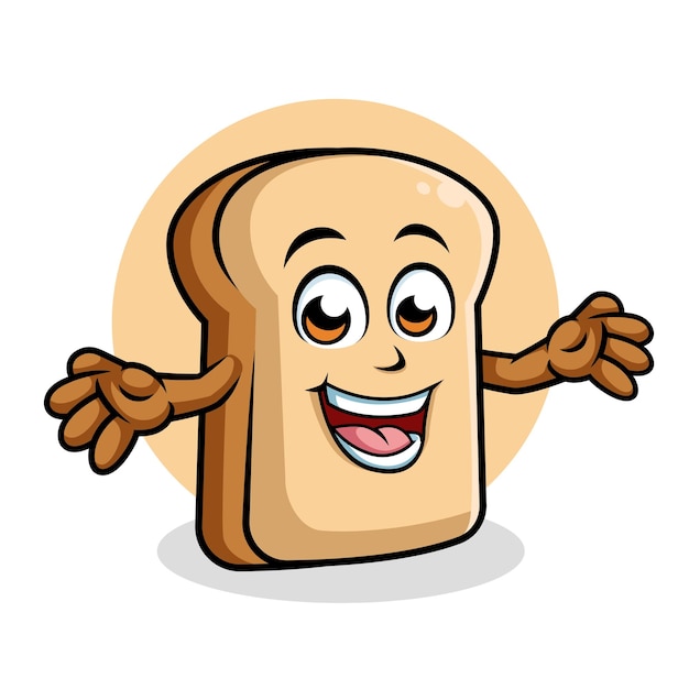 Happy Bread cartoon character surprising pose mascot vector illustration