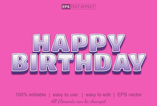 Текстовый эффект Happy Brirthday Легко использовать векторный текстовый эффект