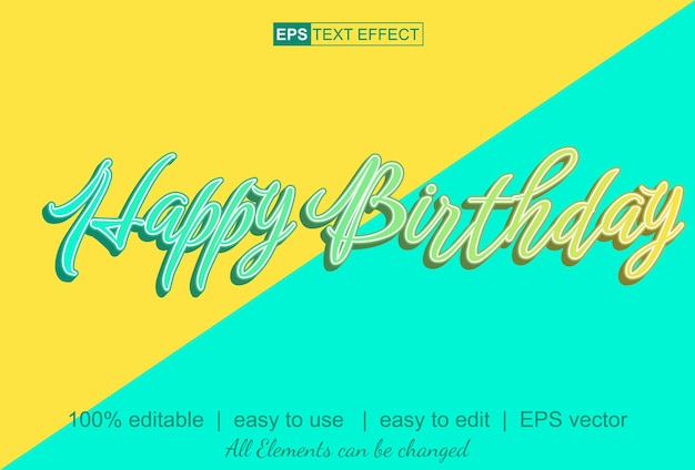 Happy Brirthday text effect easy to use vector text effect