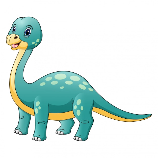 행복 한 Brontosaurus 흰색 절연