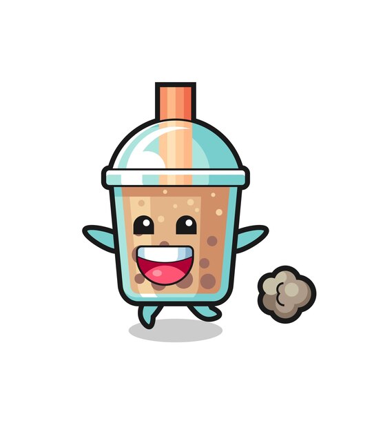 Vector the happy bubble tea cartoon with running pose , cute style design for t shirt, sticker, logo element