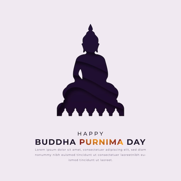 Vector happy buddha purnima day paper cut style vector design illustration for background poster banner ads