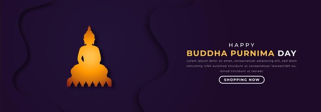 Vector happy buddha purnima day paper cut style vector design illustration for background poster banner ads