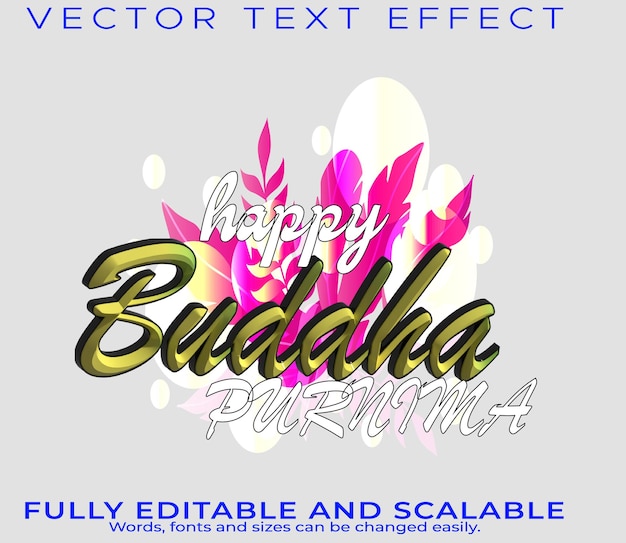 Happy Buddha Purnima editable text effect vector EPS