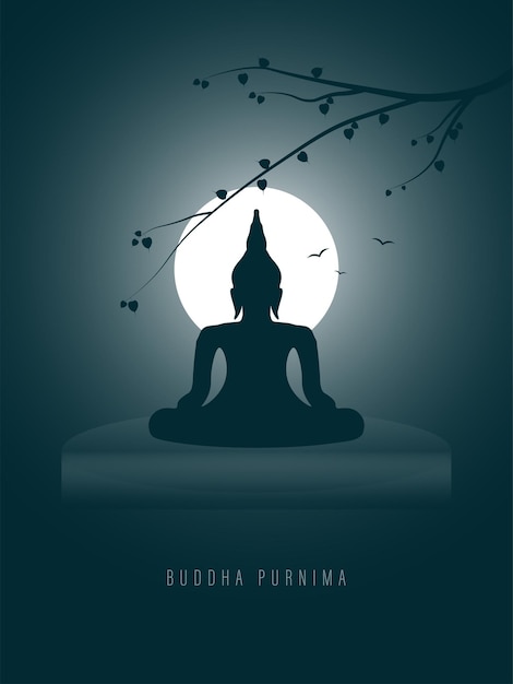 Happy Buddha Purnima, Gautam Boeddha mediteren, vectorillustratie voor Vesak day of Buddha Purnima