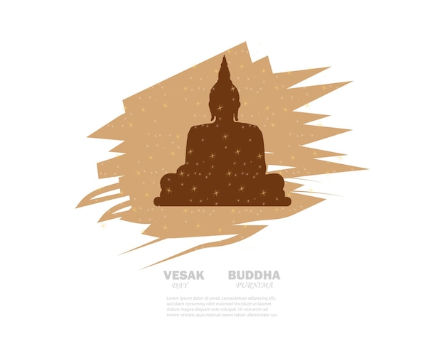 Happy Buddha Purnima Gautam Buddha meditating vector illustration for Vesak day or Buddha Purnima