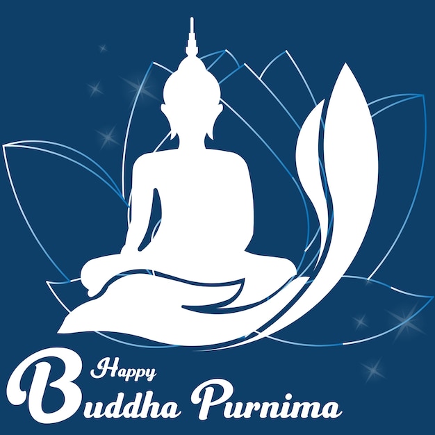 Felice buddha purnima vesak, festival buddista - vettore