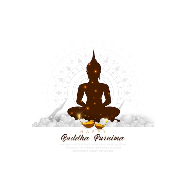 Felice buddha purnima vesak, festival buddista - vettore