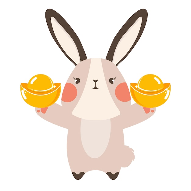 Happy bunny rabbit Holding Gold