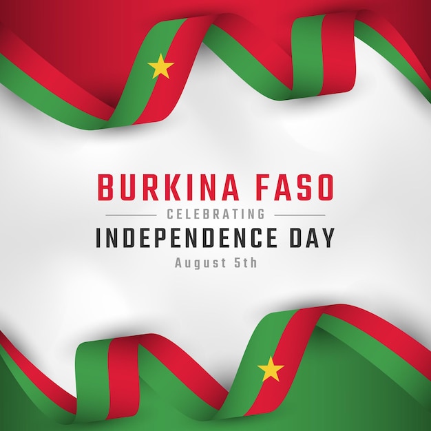 Happy Burkina Faso Independence Day August 5th Celebration Poster Banner Advertising Greeting Card