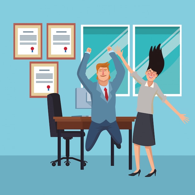 Premium Vector | Happy business workers