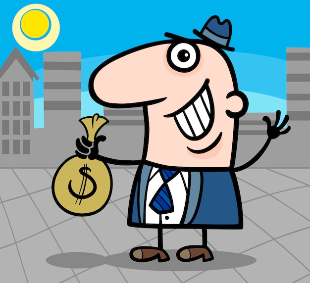 Illustrazione di cartone animato uomo d'affari felice