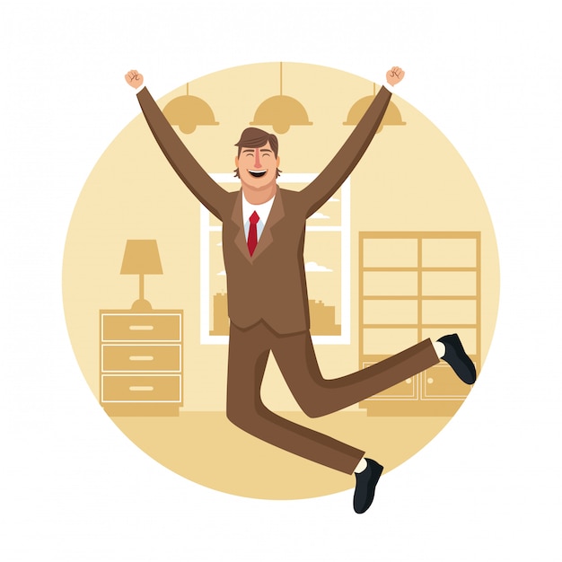 Happy businessman at home 