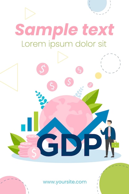 벡터 gdp 성장을 제시하는 행복 한 사업가