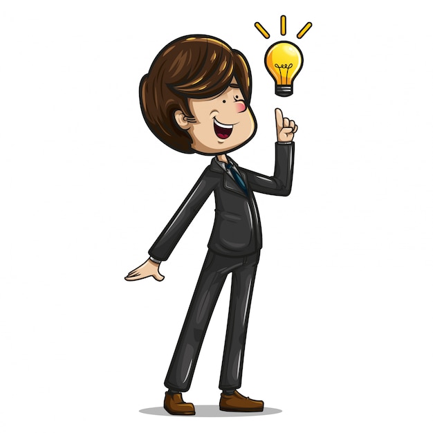 Vector happy businessman with a idea