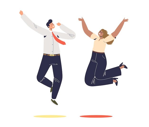 Vector happy businesspeople jumping isolated