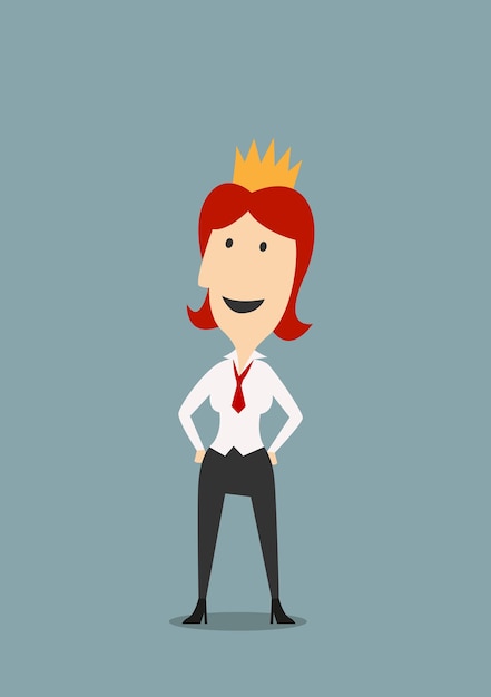 Vector happy businesswoman wearing in gold crown