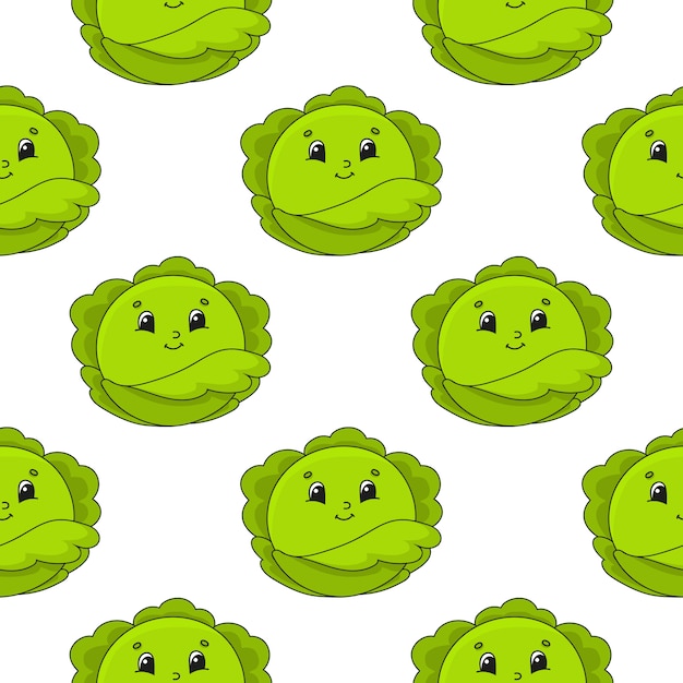 Happy cabbage seamless pattern