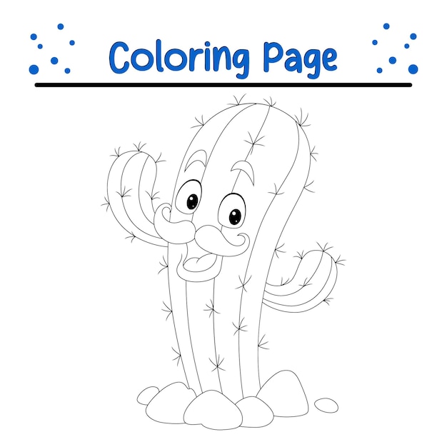 happy cactus mascot waving hand coloring page