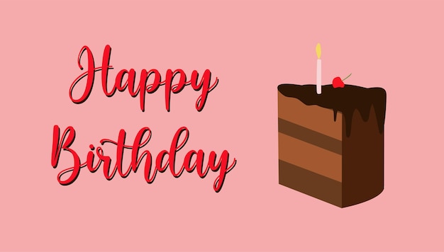 happy cake birthday vector pink background