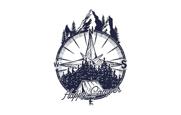 Vector happy camper camping t shirt design