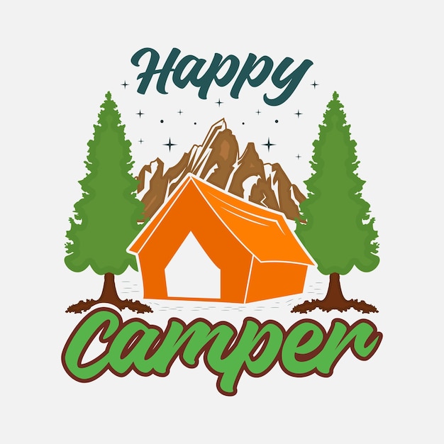 Типография happy camper vector для плаката на футболке