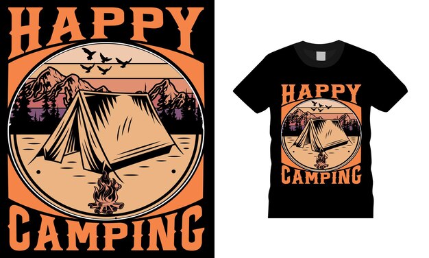 happy camping camping typography t shirt design