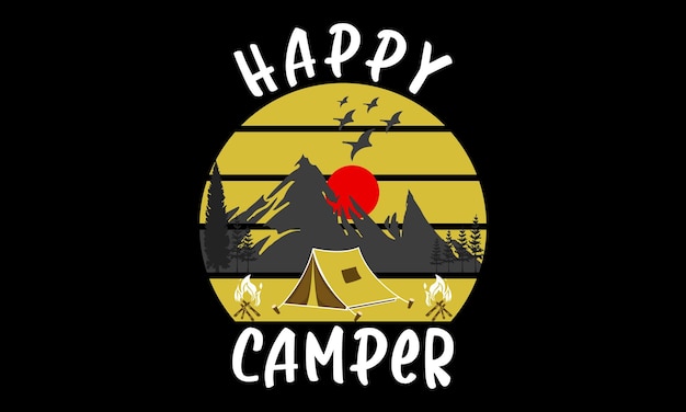 Happy Camping T-shirt Design illustration.