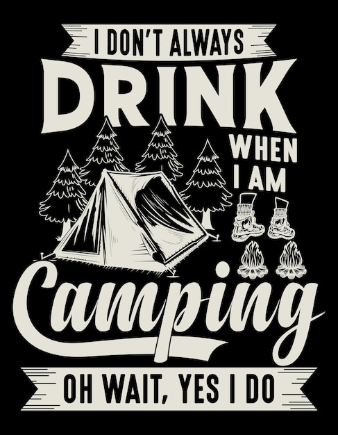 happy camping typography vector tshirt design graphic illustration vintage artwork