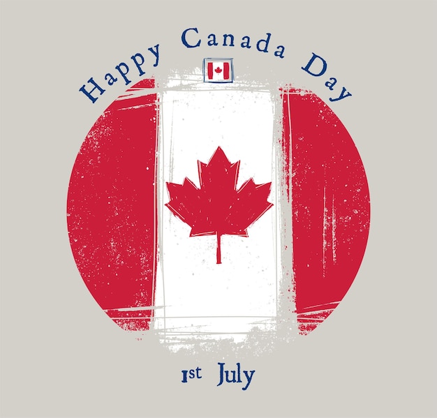 Happy Canada Day 1 juli handgeschilderde vectorvlag